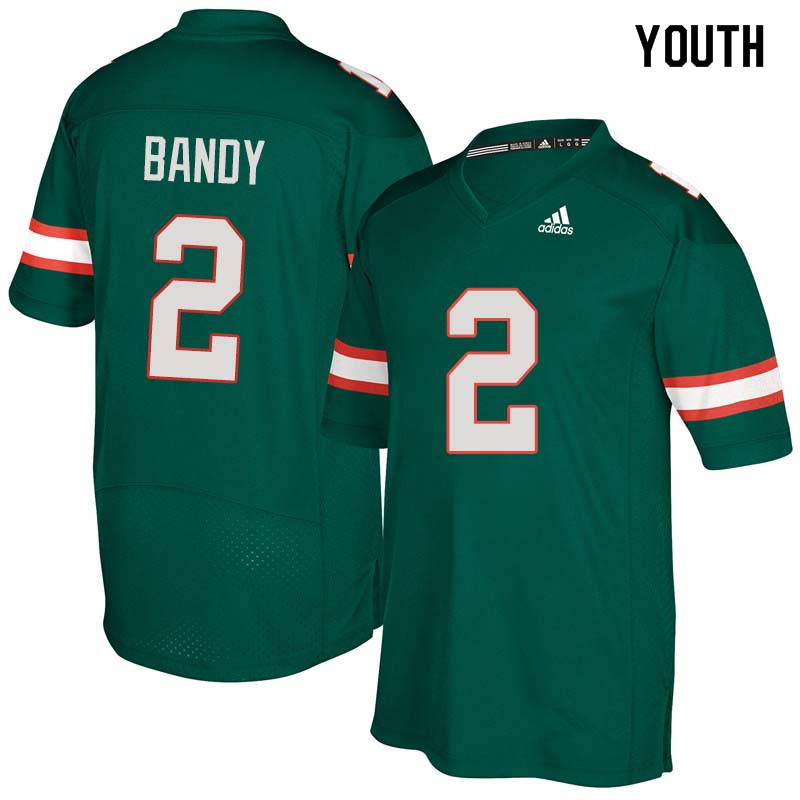 Youth Miami Hurricanes #2 Trajan Bandy College Football Jerseys Sale-Green - Click Image to Close